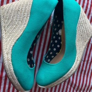 Merona teal blue wedge shoes